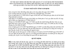 Quyết định 1958/2007/QĐ-UBND  phí thẩm định báo cáo đánh giá tác động môi trường