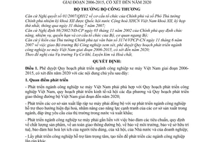 Quyết định 002/2007/QĐ-BCT Quy hoạch phát triển ngành công nghiệp xe máy Việt Nam giai đoạn 2006-2015 xét đến 2020