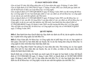 Quyết định 32/2007/QĐ-UBND xác định đề tài, dự án nghiên cứu khoa học