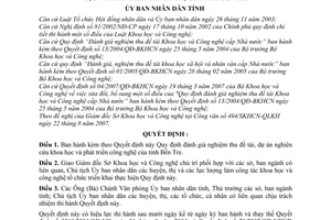 Quyết định 36/2007/QĐ-UBND đánh giá nghiệm thu đề tài, dự án nghiên cứu