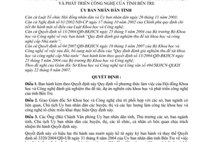 Quyết định 37/2007/QĐ-UBND phương thức làm việc Hội đồng Khoa học