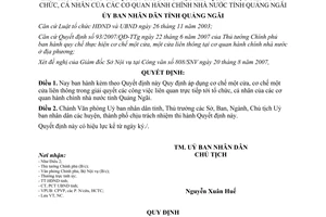 Quyết định 49/QĐ-UBND cơ chế một cửa cơ chế một cửa liên thông tại Quảng Ngãi