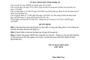 Quyết định 99/2007/QĐ-UBND  cung cấp, đăng phát  xử lý thông tin trên báo chí tỉnh Nghệ An