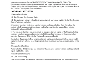 Circular No. 105/2007/TT-BTCguiding on handling of risk for investment credit