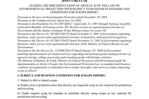 Joint circular No. 02/2007/TTLT-BCT-BTNMT guiding the implementation of article