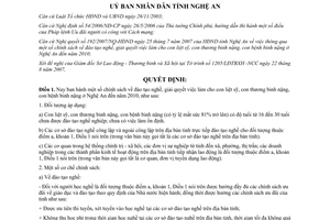 Quyết định 98/2007/QĐ-UBND đào tạo nghề giải quyết việc làm con liệt sỹ thương bệnh binh nặng Nghệ An 2010