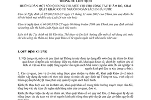 Thông tư liên tịch  104/2007/TTLT/BTC-BVHTTDL hướng dẫn nội dung chi, mức chi cho công tác thăm dò, khai quật khảo cổ