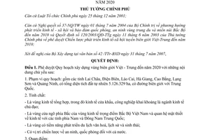 Quyết định 1151/QĐ-TTg phê duyệt Quy hoạch xây dựng vùng biên giới Việt Trung đến năm 2020