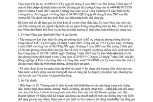Chỉ thị 36/2007/CT-UBND kiểm soát bình ổn giá cả thị trường hàng hóa dịch vụ Thừa Thiên Huế