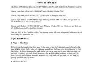 Thông tư liên tịch 11/2007/TTLT-BYT-BTC-BCT hướng dẫn thực hiện quản lý nhà nước về giá thuốc dùng cho người