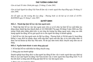Quyết định 144/2007/QĐ-TTg thành lập, quản lý và sử dụng Quỹ hỗ trợ việc làm ngoài nước
