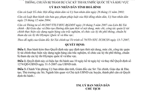 Quyết định 09/2007/QĐ-UBND mức chi xây dựng ngân hàng câu trắc nghiệm phổ thông Olympic quốc tế Hòa Bình