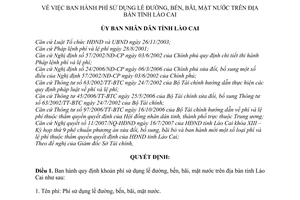 Quyết định 42/2007/QĐ-UBND phí sử dụng lề đường, bến, bãi, mặt nước