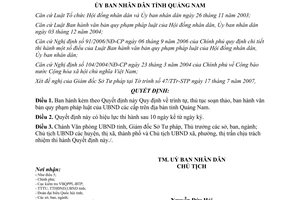 Quyết định 19/2007/QĐ-UBND thủ tục ban hành văn bản pháp luật Quảng Nam