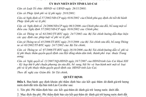 Quyết định 39/2007/QĐ-UBND phí thẩm định báo cáo thăm dò trữ lượng nước Lào Cai