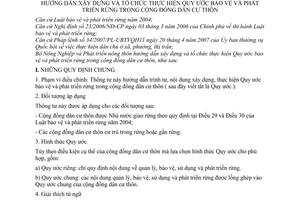 Thông tư 70/2007/TT-BNN hướng dẫn xây dựng tổ chức thực hiện quy ước bảo vệ phát triển rừng cộng đồng dân cư thôn