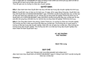 Quyết định 40/2007/QĐ-BGDĐT Quy chế đào tạo trung cấp chuyên nghiệp hệ chính quy