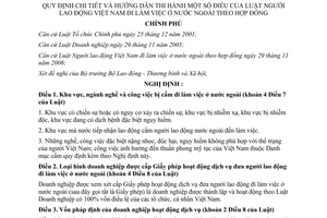 Nghị định 126/2007/NĐ-CP hướng dẫn Luật Người lao động Việt Nam đi làm việc ở nước ngoài theo hợp đồng