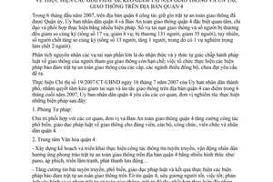 Chỉ thị 03/2007/CT-UBND thực hiện giải pháp kéo giảm tai nạn giao thông ùn tắc giao thông địa bàn quận 4