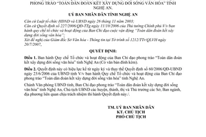 Quyết định 2677/QĐ-UBND.VX Quy chế tổ chức hoạt động Ban chỉ đạo phong trào Toàn dân đoàn kết xây dựng đời sống văn hóa tỉnh Nghệ An
