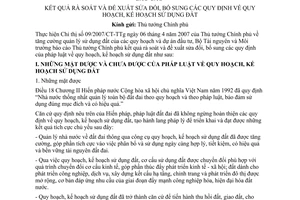 Báo cáo 133 /BC-BTNMT kết quả rà soát đề xuất sửa đổi quy định quy hoạch kế hoạch sử dụng đất