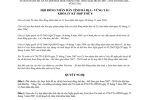 Nghị quyết 25/2007/NQ-HĐND đề án xã hội hóa hoạt động thể thao  2007 2010 tỉnh Bà Rịa Vũng Tàu