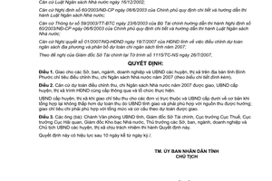 Quyết định 37/2007/QĐ-UBND điều chỉnh thu chi Ngân sách Nhà nước năm 2007 tỉnh Bình Phước