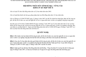 Nghị quyết 13/2007/NQ-HĐND công tác phí chi tiêu hội nghị cơ quan hành chính sự nghiệp Bà Rịa Vũng Tàu