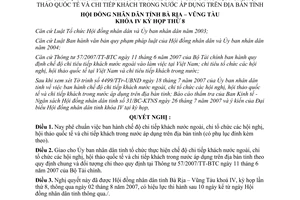 Nghị quyết 15/2007/NQ-HĐND chế độ chi tiếp khách nước ngoài tổ chức hội nghị