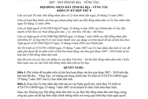 Nghị quyết 24/2007/NQ-HĐND đề án phát triển xã hội hóa văn hóa Bà Rịa