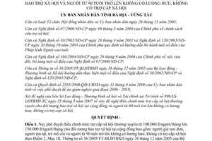 Quyết định 45/2007/QĐ-UBND mức trợ cấp xã hội cho đối tượng bảo trợ xã hội Bà Rịa Vũng Tàu