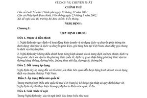 Nghị định 128/2007/NĐ-CP dịch vụ chuyển phát