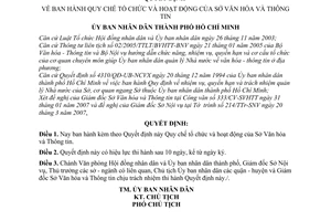 Quyết định 109/2007/QĐ-UBND quy chế tổ chức hoạt động sở văn hoá thông tin