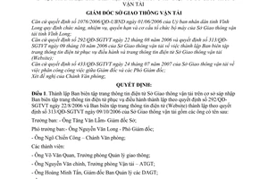 Quyết định 453/QĐ-SGTVT thành lập ban biên tập trang thông tin điện tử Sở giao thông vận tải
