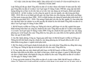 Chỉ thị 19/2007/CT-TTg chuẩn bị Tổng điều tra dân số nhà ở 0 giờ ngày 1/4/2009
