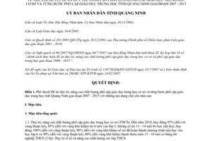 Quyết định 2778/2007/QĐ-UBND nâng cao chất lượng phổ cập giáo dục Quảng Ninh