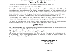 Quyết định 14/2007/QĐ-UBND quản lý dạy nghề giải quyết việc làm người sau cai nghiện Tây Ninh