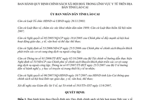 Quyết định 44/2007/QĐ-UBND chính sách xã hội hoá trong lĩnh vực y tế