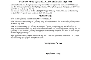 Nghị quyết 05/2007/QH12 rút ngắn nhiệm kỳ Quốc hội khóa XII