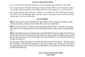 Quyết định 23/2007/QĐ-UBND quản lý hoạt động nhà văn hoá xã phường thị trấn Tuyên Quang