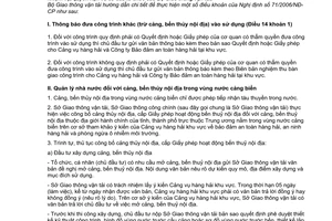 Thông tư 10/2007/TT-BGTVT quản lý cảng biển luồng hàng hải hướng dẫn Nghị định 71/2006/NĐ-CP