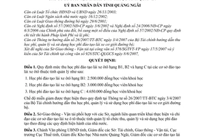 Quyết định 22/2007/QĐ-UBND quy định mức thu học phí đào tạo lái xe ôtô hạng B1, B2 hạng C tại các cơ sở đào tạo