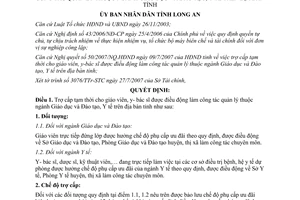 Quyết định 41/2007/QĐ-UBND trợ cấp tạm thời giáo viên y bác sĩ Long An