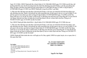 Công văn  4857/UBND-XDĐT  đính chính Điều 1, QĐ 241/2006/QĐ-UBND