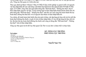 Công văn  5190/TCHQ-GSQL đóng dấu “Đã hoàn thuế” “Không thu thuế” tờ khai nhập sản xuất xuất khẩu có thanh khoản nhiều lần