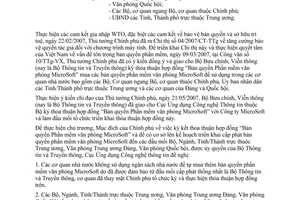 Công văn  308/ƯDCNTT  triển khai thỏa thuận hợp đồng “Bản quyền Phần mềm văn phòng MicroSoft”