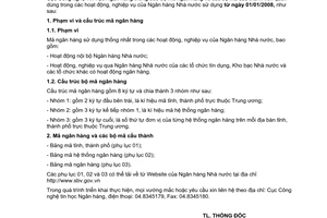 Công văn 10051/NHNN-THNH thông báo mã ngân hàng số 01