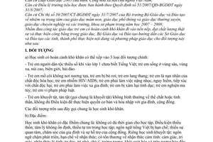 Công văn  9890/BGDĐT-GDTH hướng dẫn nội dung, phương pháp giáo dục cho học sinh có hoàn cảnh khó khăn