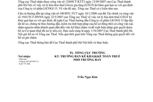 Công văn  3907/TCT-KK  hóa đơn thuế GTGT kê khai quá hạn