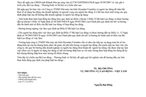 Công văn  3440/LĐTBXH-LĐVL  thực hiện pháp luật lao động